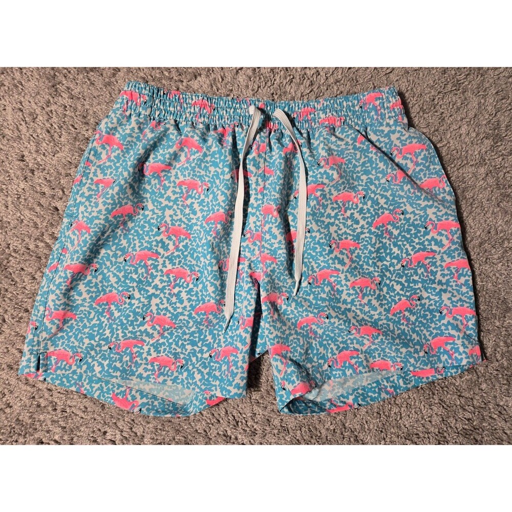 Chubbies The Domingos Are For Flamingos Swim Trunks Shorts Men's Blue Pink
